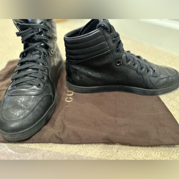 Gucci Black Leather GG Sneakers - Picture 5 of 7